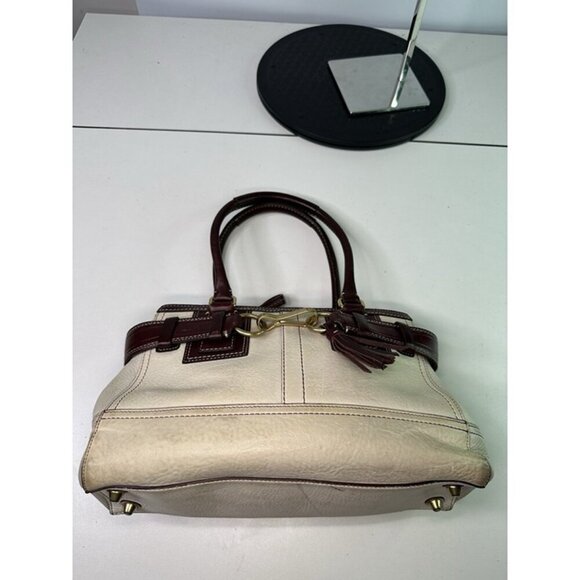 VTG Coach Hamptons Ivory / Maroon Pebbled Leather Bag - Picture 4 of 9